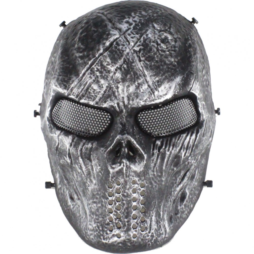 WOSPORT BLOODED SKULL MASK BLACK AND SILVER (WO-MA79S)