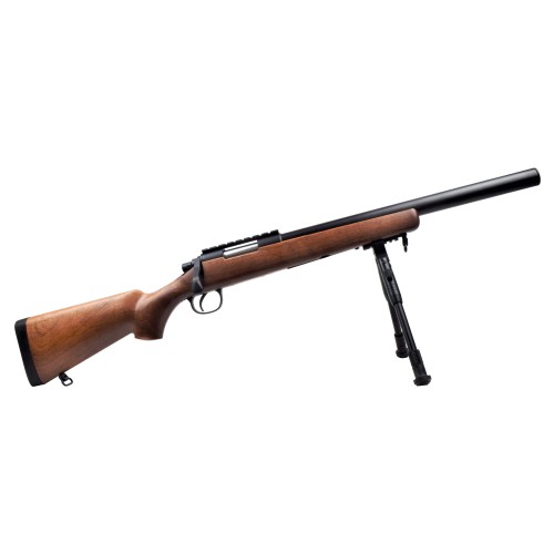 WELL SNIPER SPRING POWERED RIFLE WITH BIPOD IMITATION WOOD (MB02BW)