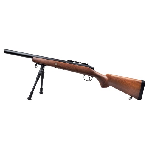 WELL SNIPER SPRING POWERED RIFLE WITH BIPOD IMITATION WOOD (MB02BW)