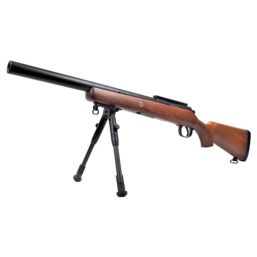 WELL SNIPER SPRING POWERED RIFLE WITH BIPOD IMITATION WOOD (MB02BW)