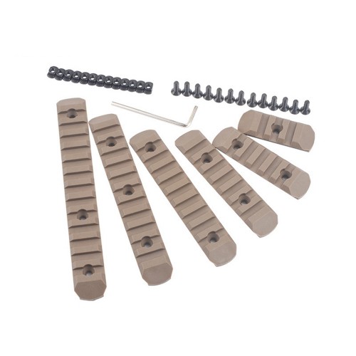 MP SET 6 SLITTE 20mm IN POLIMERO PER KEYMOD E M-LOK DARK EARTH (MP2013-T)