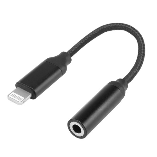 WOSPORT ADAPTER FROM USB LIGHTNING TO 3.5mm JACK AUDIO CABLE BLACK (WO-HD05B)