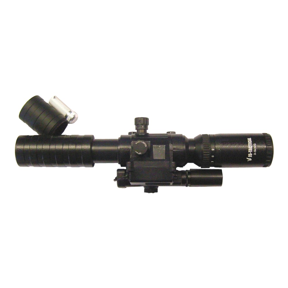 JS-TACTICAL SCOPE ZOOM 3X - 9X LENS 32MM WITH RED LASER (JS-3-9X32G)