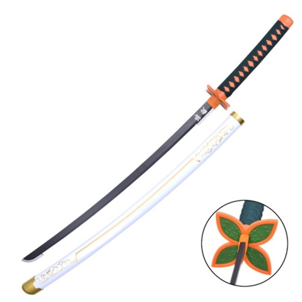 ORNAMENTAL KATANA WITH BAMBOO BLADE WHITE SCABBARD (ZS658-W-WOOD)