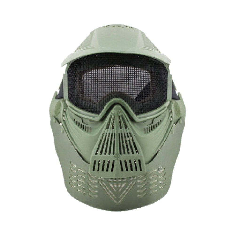 WOSPORT MASCHERA INTERO VISO CON RETE METALLICA OLIVE DRAB (2604 VERDE)