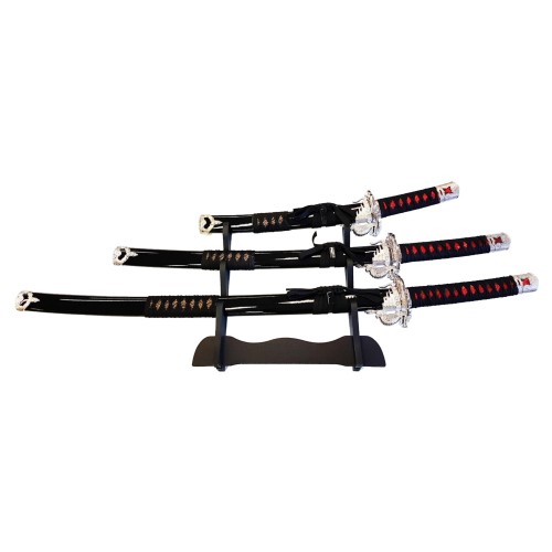 ORNAMENTAL SET KATANA WAKIZASHI TANTO BLACK (68 SET NERO)