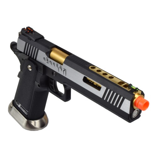 WE GAS PISTOL HI-CAPA 6.0 I-REX FORCE SILVER / GOLD BARREL (WH18-2TGD)