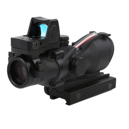 BIG DRAGON RIFLE SCOPE 4X32MM FIBER OPTIC WITH MINI RED DOT BLACK (BD-5197)