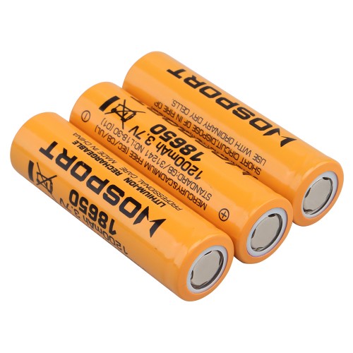 WOSPORT RECHARGEABLE BATTERIES 18650 Li-ION 3.7V x 1200mAh - 3 PIECES (WO-EX049)