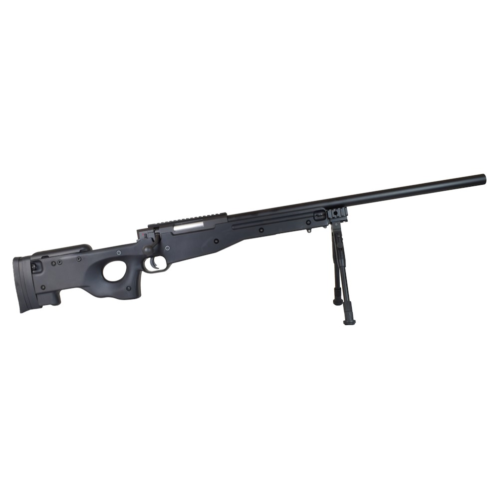 WELL SNIPER SPRING POWERED RIFLE WITH BIPOD BLACK (MB01B)