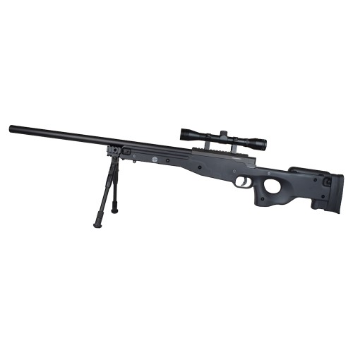 WELL SNIPER SPRING POWERED RIFLE WITH BIPOD AND 4X32 SCOPE BLACK (MB01BB-O)
