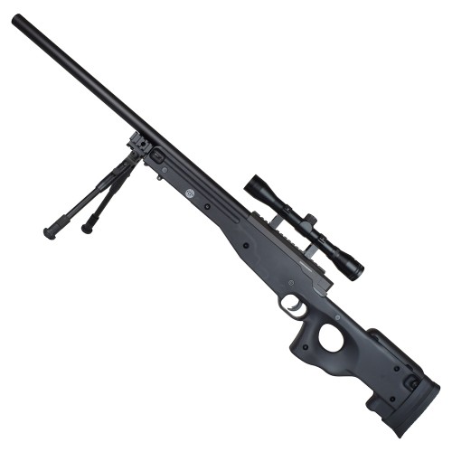 WELL SNIPER SPRING POWERED RIFLE WITH BIPOD AND 4X32 SCOPE BLACK (MB01BB-O)