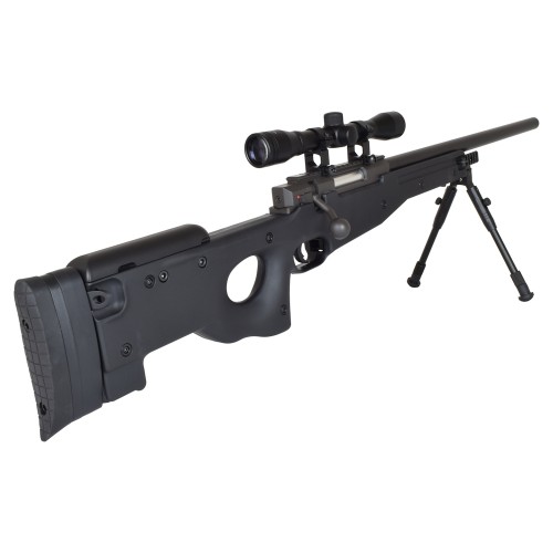 WELL SNIPER SPRING POWERED RIFLE WITH BIPOD AND 4X32 SCOPE BLACK (MB01BB-O)