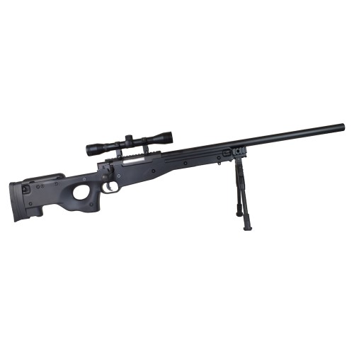 WELL SNIPER SPRING POWERED RIFLE WITH BIPOD AND 4X32 SCOPE BLACK (MB01BB-O)