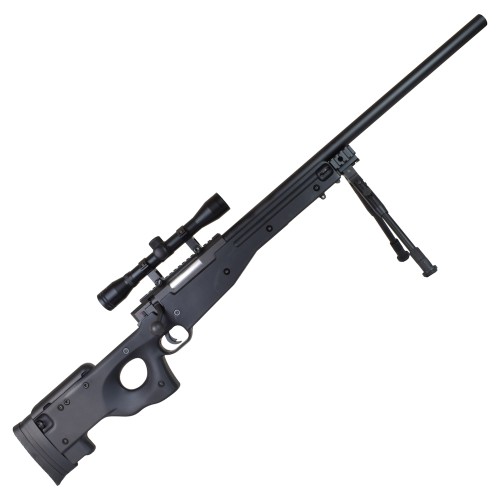 WELL SNIPER SPRING POWERED RIFLE WITH BIPOD AND 4X32 SCOPE BLACK (MB01BB-O)