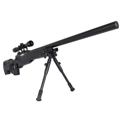 WELL FUCILE SNIPER A MOLLA CON BIPIEDE, OTTICA 4X32 E MOLLA NERO (MB01BB-OKIT)