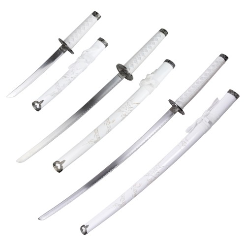 ORNAMENTAL SET KATANA-WAKIZASHI-TANTO WHITE (ZS 574SET)