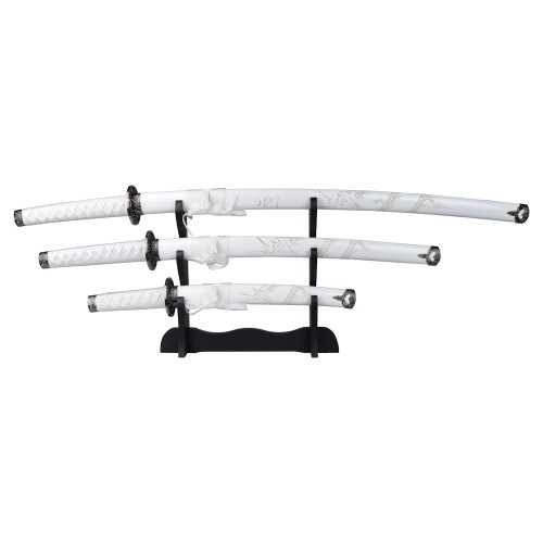 SET ORNAMENTALE KATANA-WAKIZASHI-TANTO BIANCO (ZS 574SET)