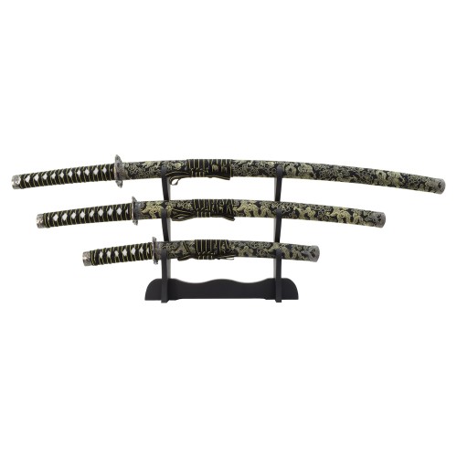 ORNAMENTAL SET KATANA-WAKIZASHI-TANTO (JL029 SET NERO)