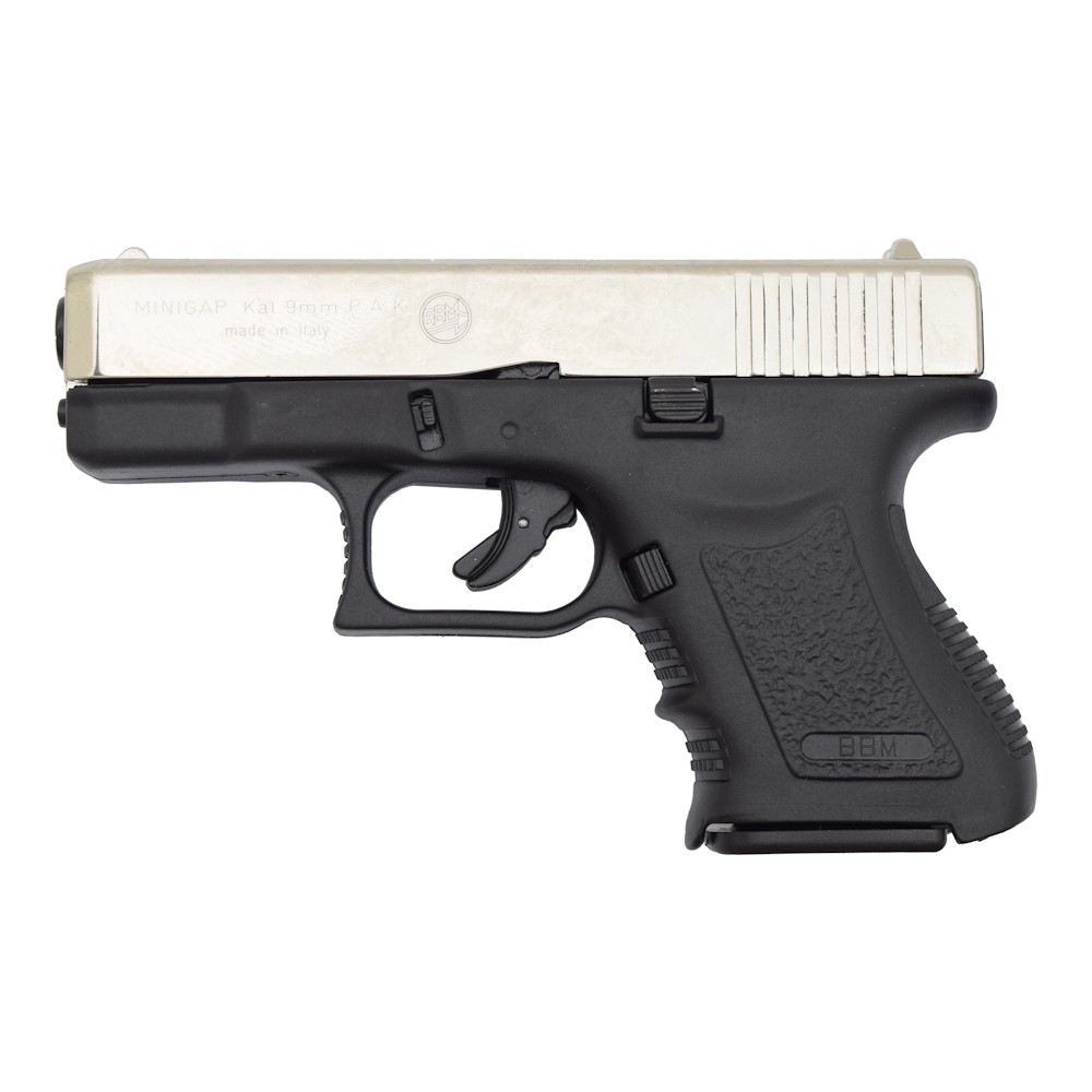 BRUNI TOP FIRING BLANK PISTOL MINIGAP CALIBER 9MM NIKEL (BR-1100N) BRUNI TOP FIRING BLANK PISTOL MINIGAP CALIBER 9MM NIKEL (BR-1100N)