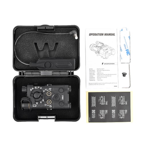 WADSN AIMING DEVICE RED/IR LASER AND WHITE LED FLASHLIGHT BLACK (WD06093-B)