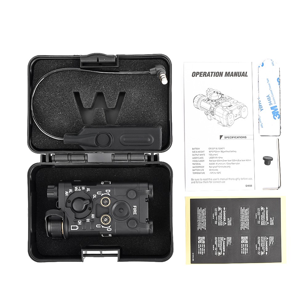 WADSN AIMING DEVICE RED/IR LASER AND WHITE LED FLASHLIGHT BLACK ...