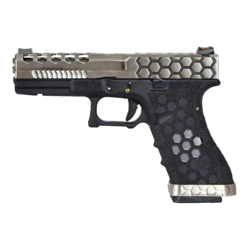 AW CUSTOM GAS PISTOL HEX-CUT BLACK/SILVER (AW-VX0100)