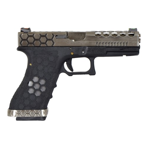 AW CUSTOM GAS PISTOL HEX-CUT BLACK/SILVER (AW-VX0100) AW CUSTOM GAS PISTOL HEX-CUT BLACK/SILVER (AW-VX0100)