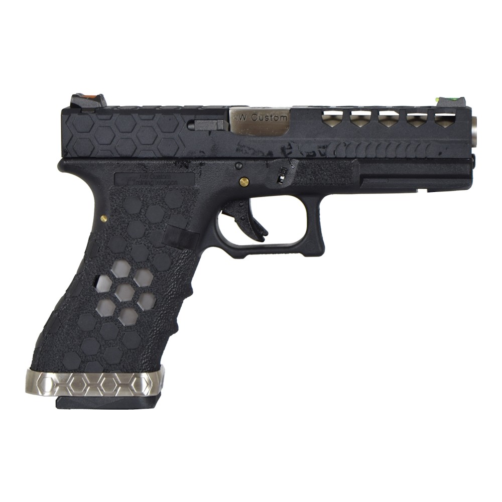 AW CUSTOM GAS PISTOL HEX-CUT BLACK (AW-VX0101) | Jolly Softair