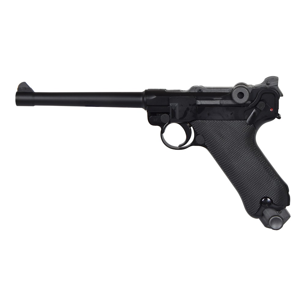 WE GAS PISTOL P08 BLACK 6" BARREL (W-P08M) WE GAS PISTOL P08 BLACK 6" BARREL (W-P08M)