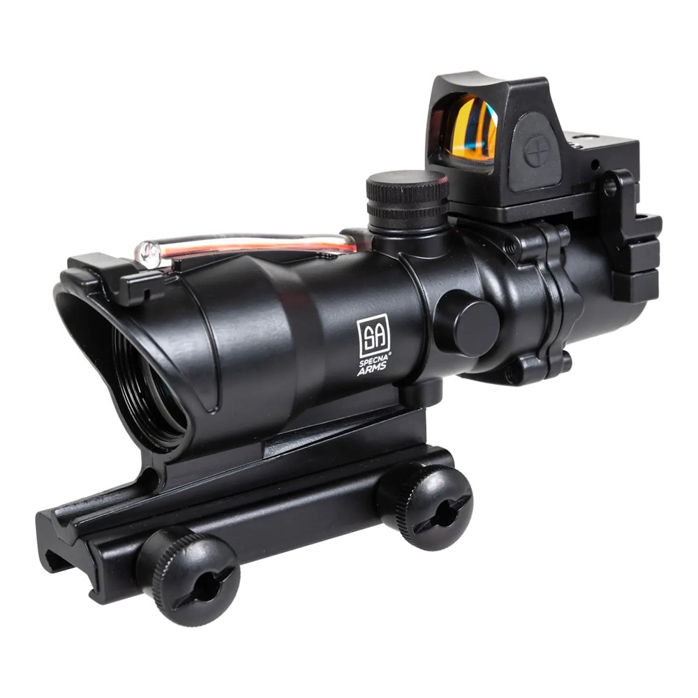 SPECNA ARMS FIBER OPTIC ILLUMINATED 4X32 RIFLE SCOPE WITH SHARP RED DOT SIGHT BLACK (SPE-10-043885)