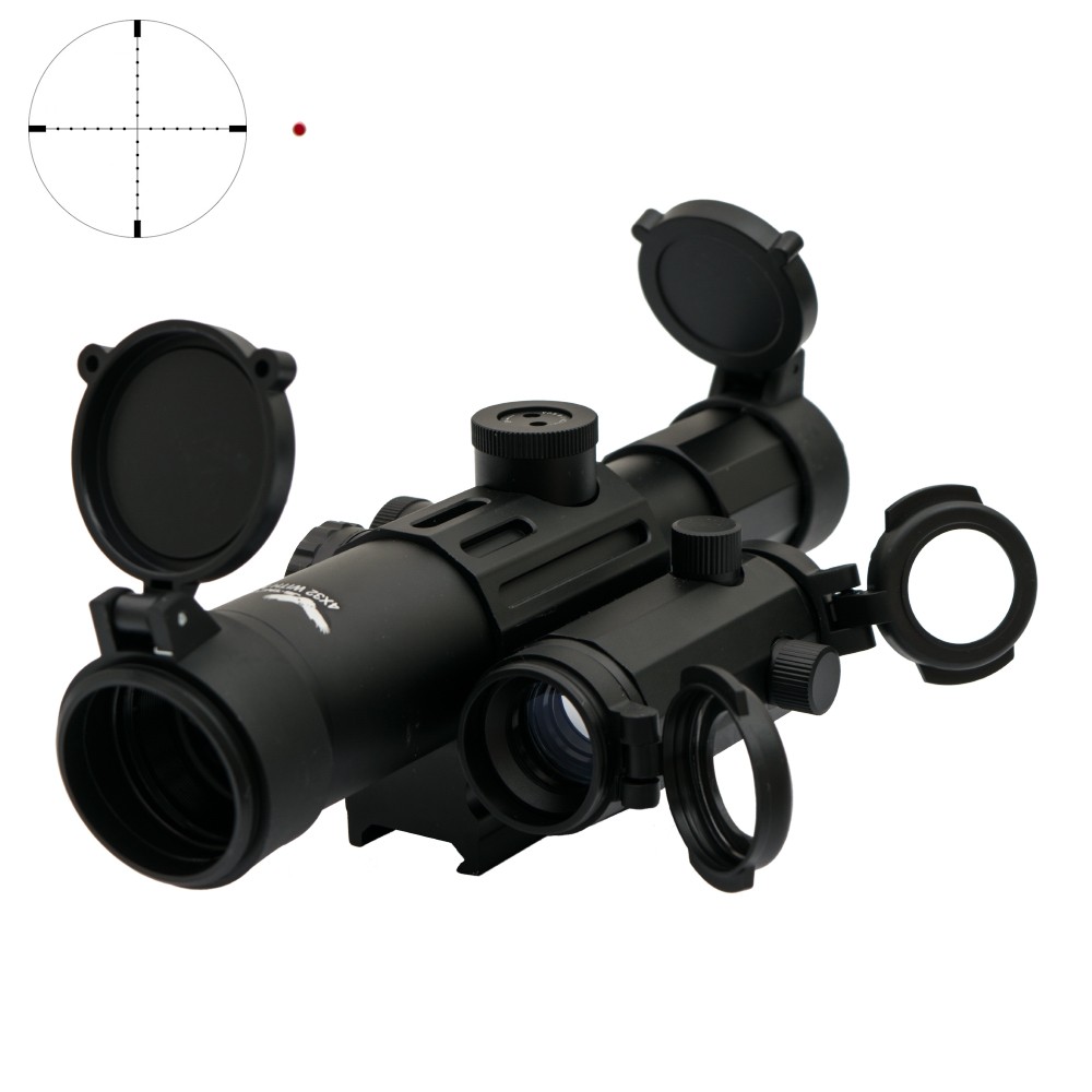 JS-TACTICAL RIFLE SCOPE ZOOM 4x LENS 32mm WITH RED DOT BLACK (JS-4X32M1)