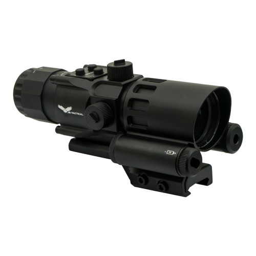 JS-TACTICAL PRISME SCOPE 4X32 CON LASER ROSSO NERO (JS-8384)