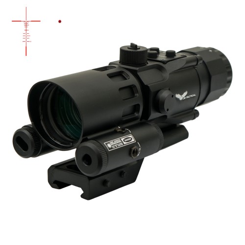 JS-TACTICAL PRISME SCOPE 4X32 CON LASER ROSSO NERO (JS-8384)