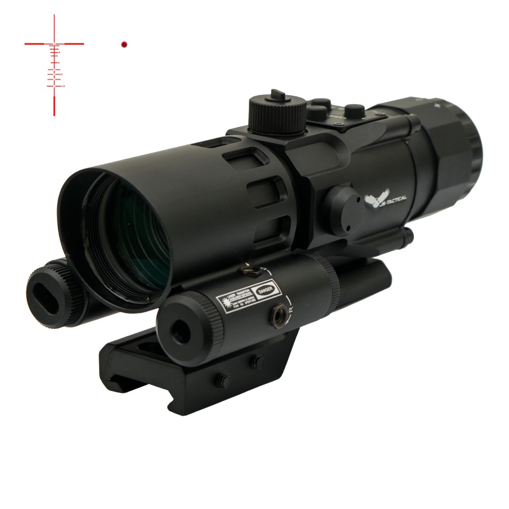 JS-TACTICAL PRISME SCOPE 4X32 WITH RED LASER BLACK (JS-8384)