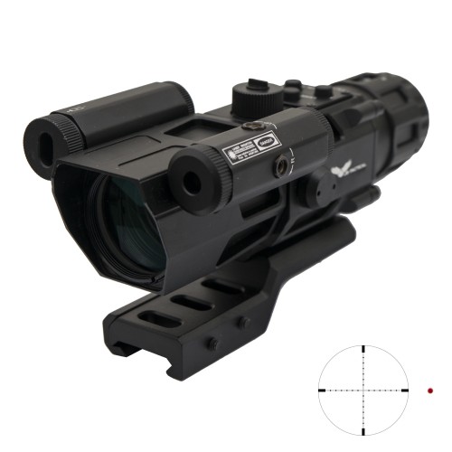 JS-TACTICAL PRISME SCOPE 4X32 CON LASER ROSSO NERO (JS-8394)