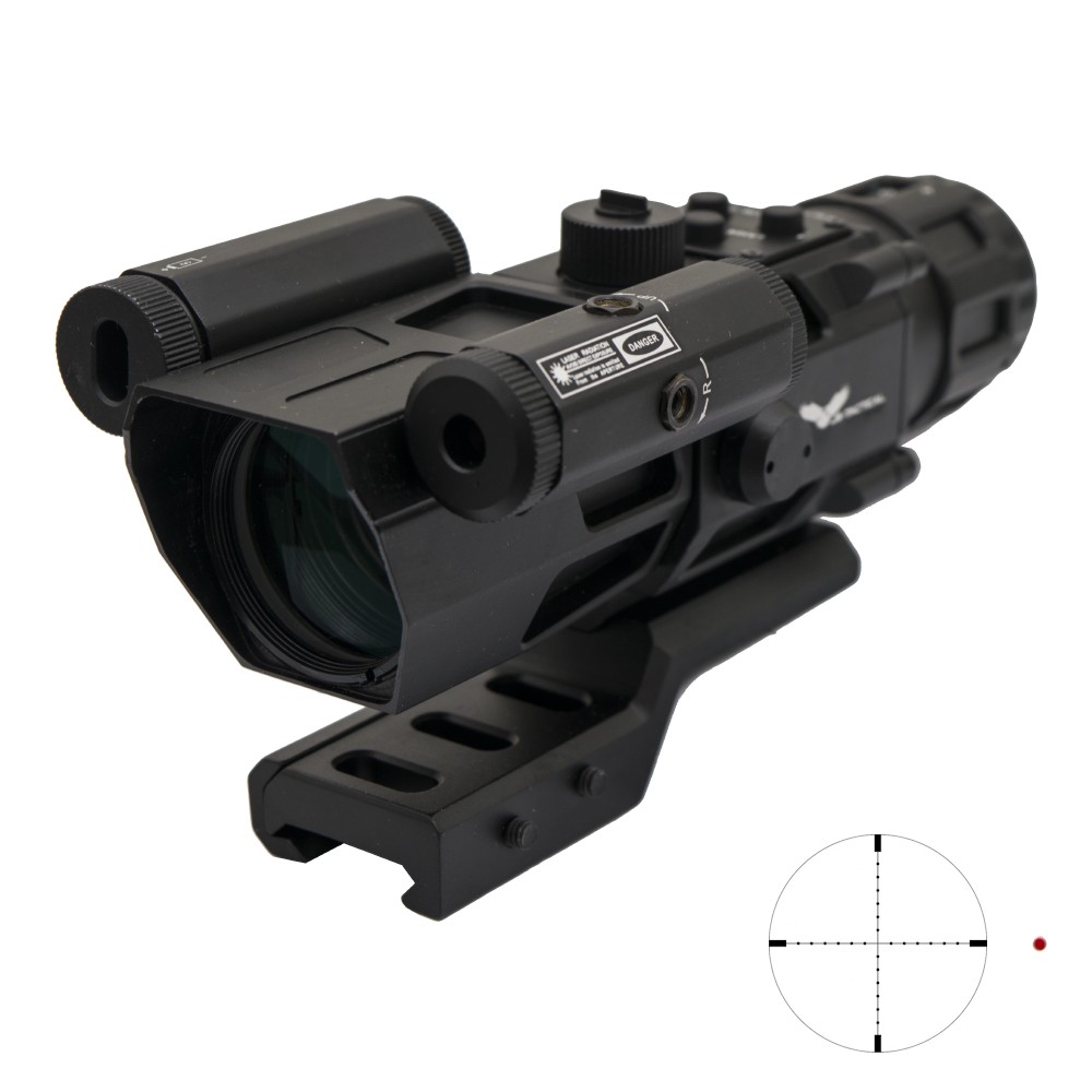 JS-TACTICAL PRISME SCOPE 4X32 CON LASER ROSSO NERO (JS-8394)