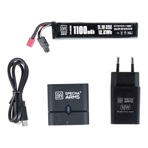 SPECNA ARMS KIT LI-PO BATTERY 11.1V X 1100MAH 25C STICK DEANS MINI G-TECH AND EASY NANO CHARGER 10W (SPE-06-046160)