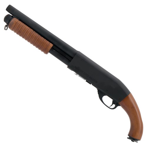 S&T PUMP ACTION SHOTGUN ST870 SHORT REAL WOOD BLACK (S&TM870SB)