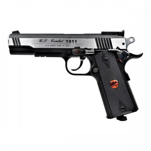 BRUNI CO2 4,5MM PISTOL U S  COMBAT 1911 FULL METAL SILVER (BR-601MS)