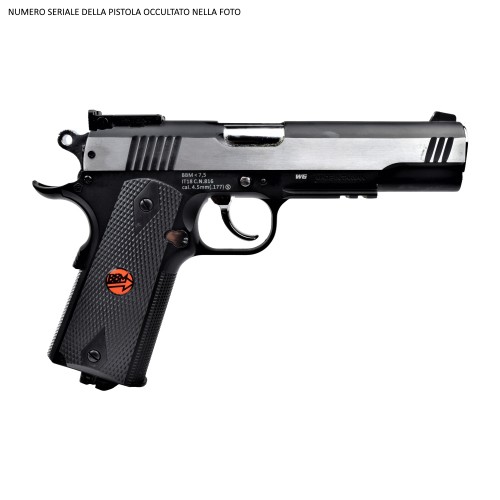 BRUNI CO2 4,5MM PISTOL U S  COMBAT 1911 FULL METAL SILVER (BR-601MS)