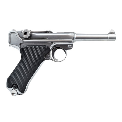 WE GAS PISTOL P08 SILVER 4" BARREL (W-P08SS)